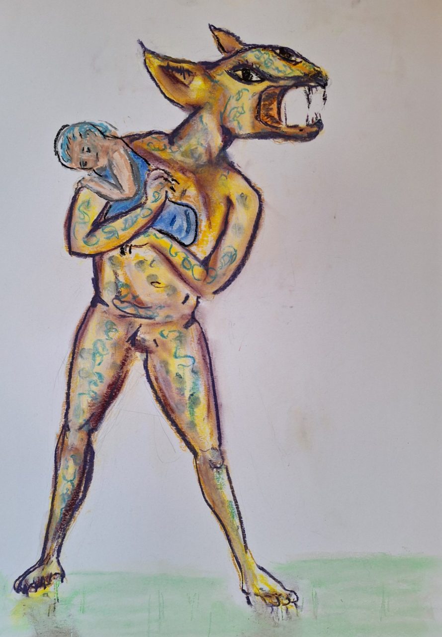 Cancer Paintings. Protection: "Were-Jaguar Protecting Child", 2025