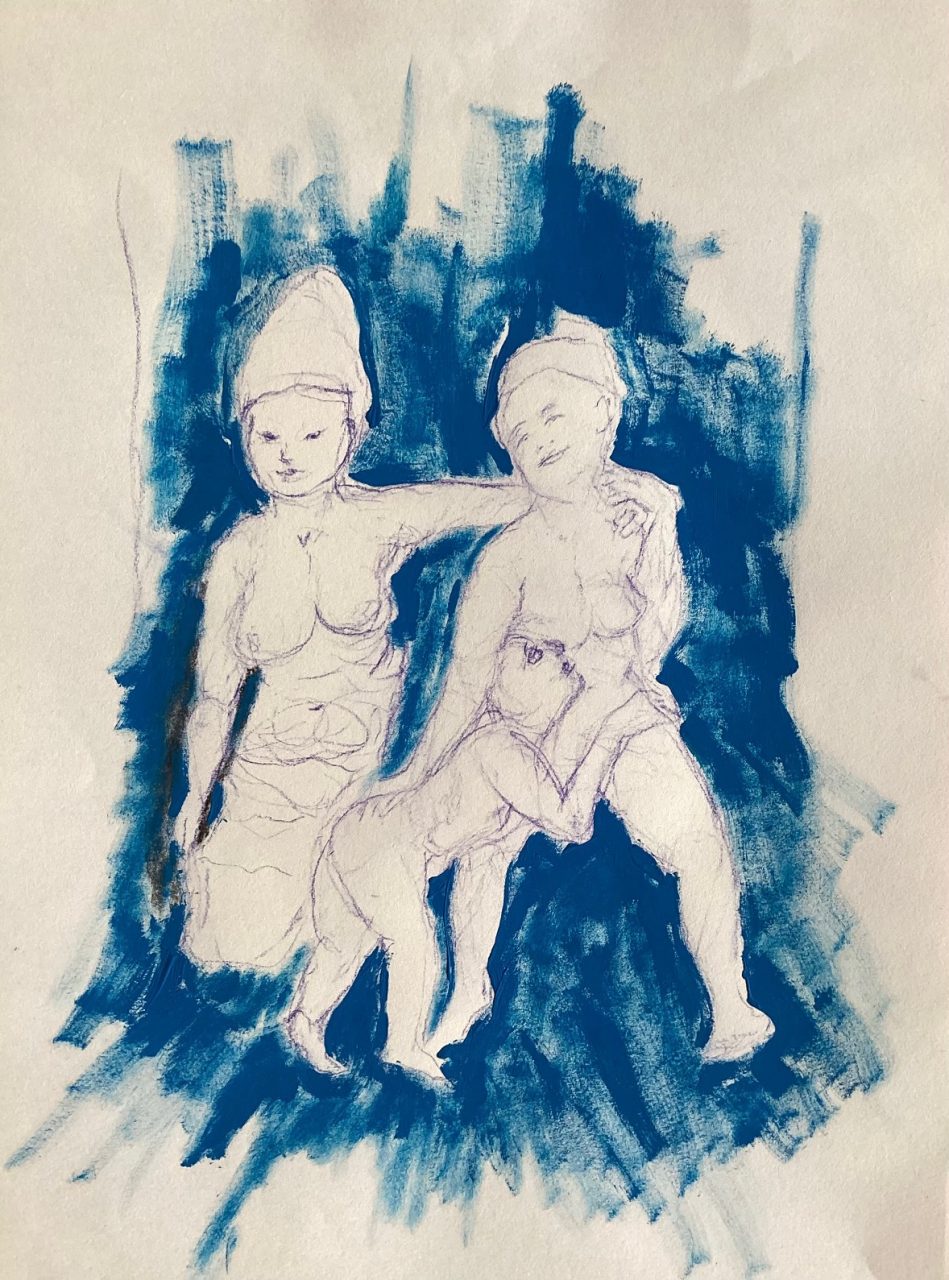 Cancer Paintings. Protection: "Child Protected by 2 Women"